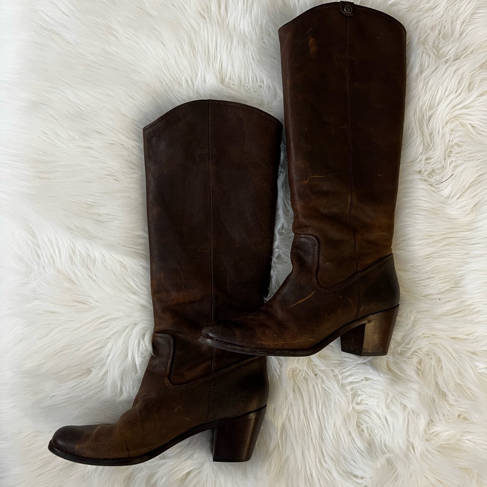 FRYE Knee High Brown Leather Boots size 9.5